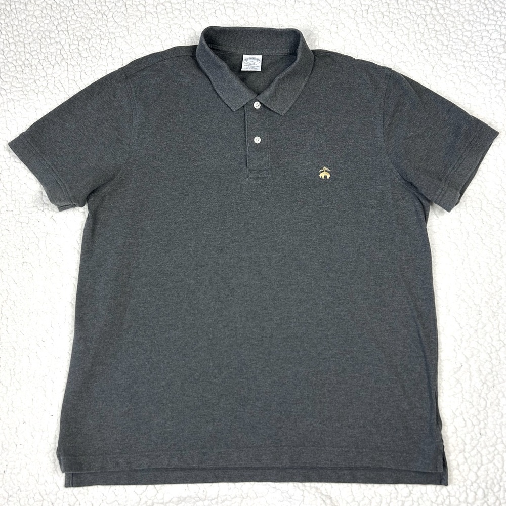 Brooks Brothers Performance Polo Mens Size XL Gray 1818 Slim Fit Logo Cotton